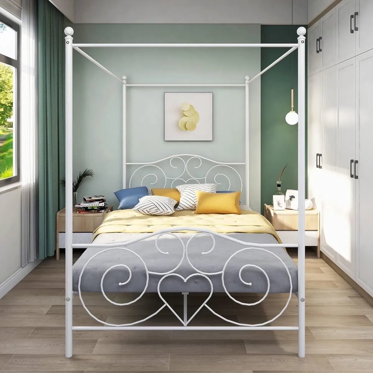 Double Canopy Bed Frame Platform， Metal Heavy - Image 3