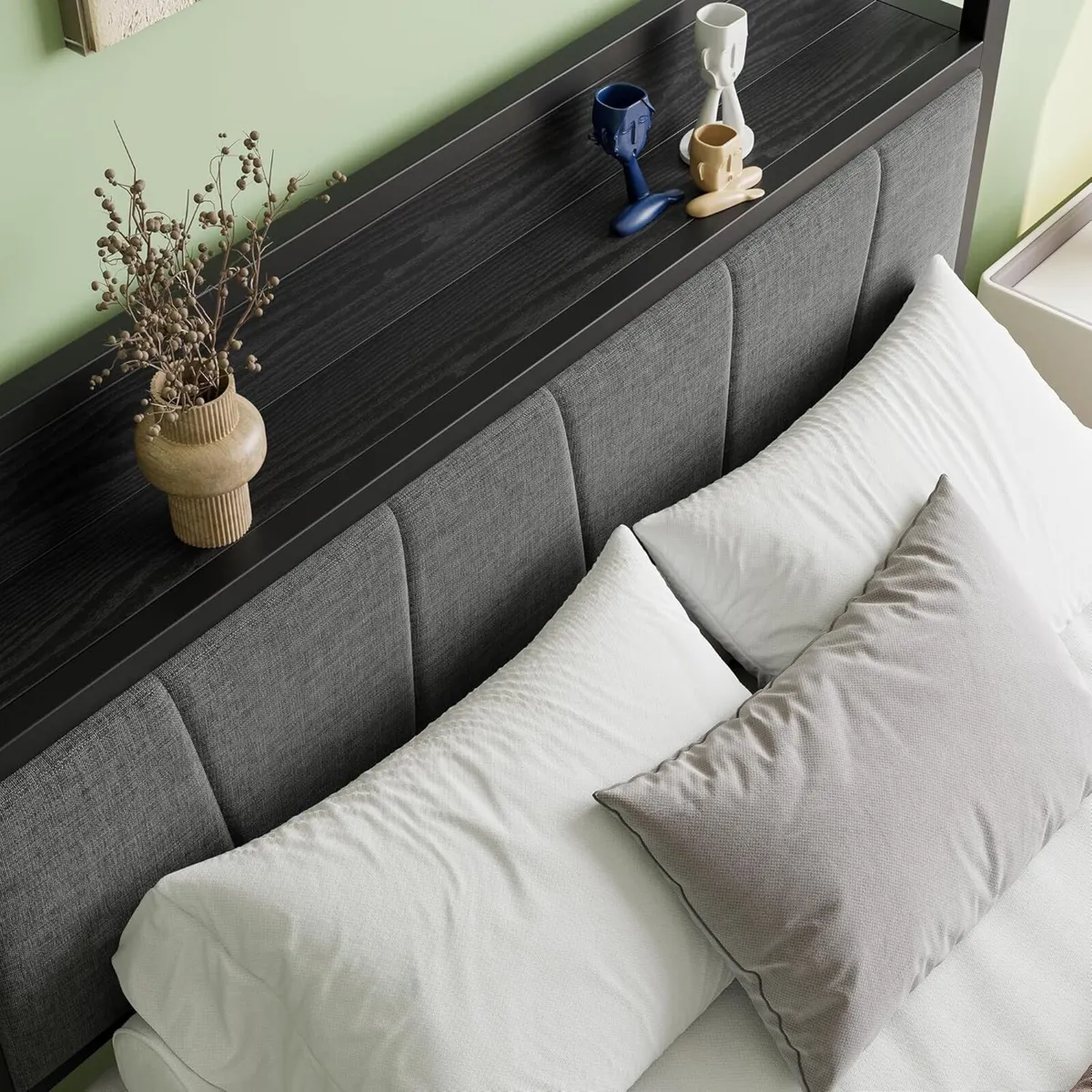 Double Bed Frames with Wooden Storage Headboard - Image 4