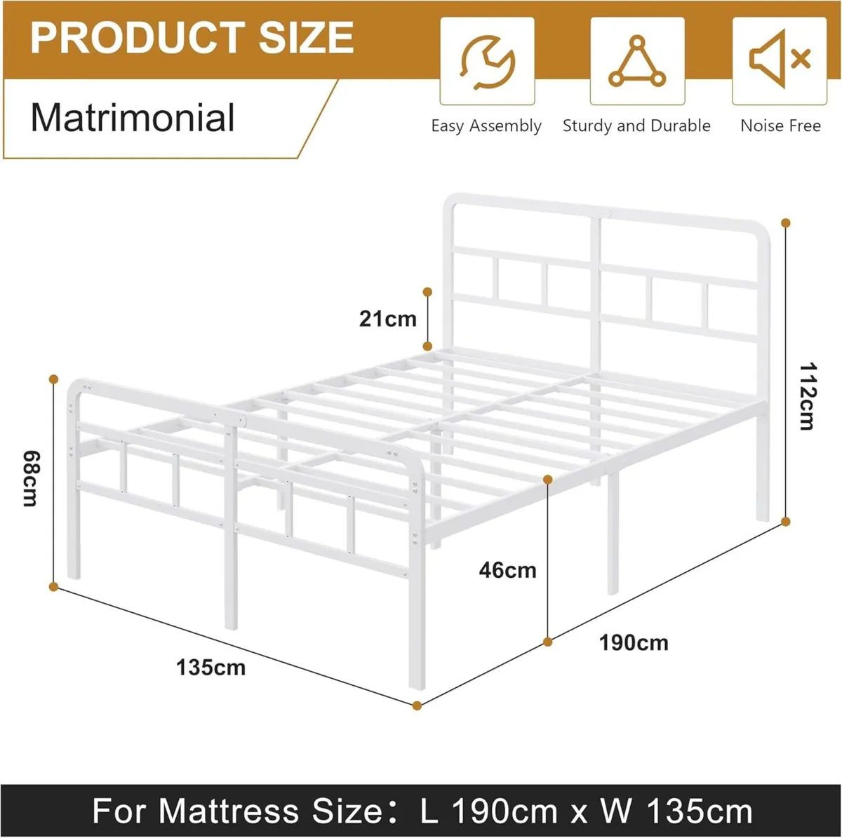 4ft6 Double Bed Frame with Curved Headboard and - Image 2