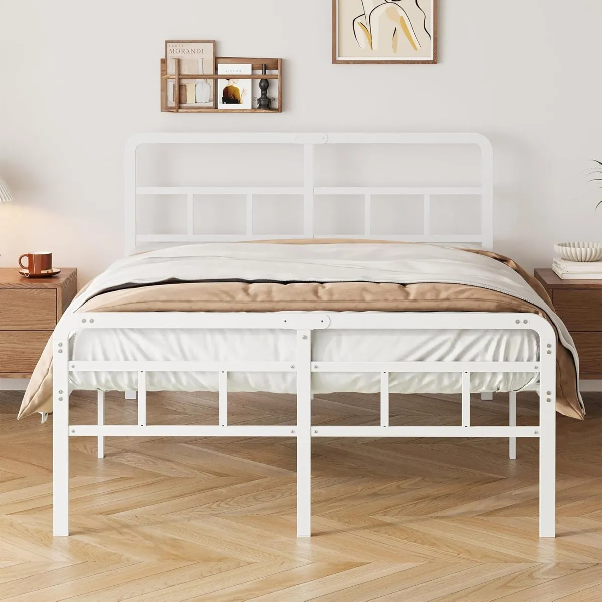 4ft6 Double Bed Frame with Curved Headboard and - Image 3