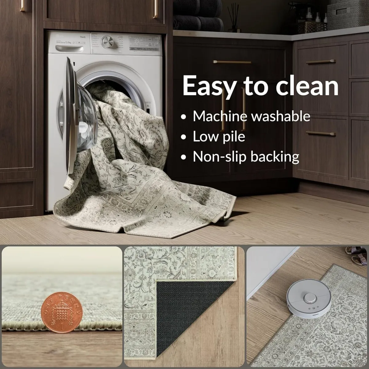 Machine Washable Rug 60x240cm 75% Recycled Cotton - Image 3