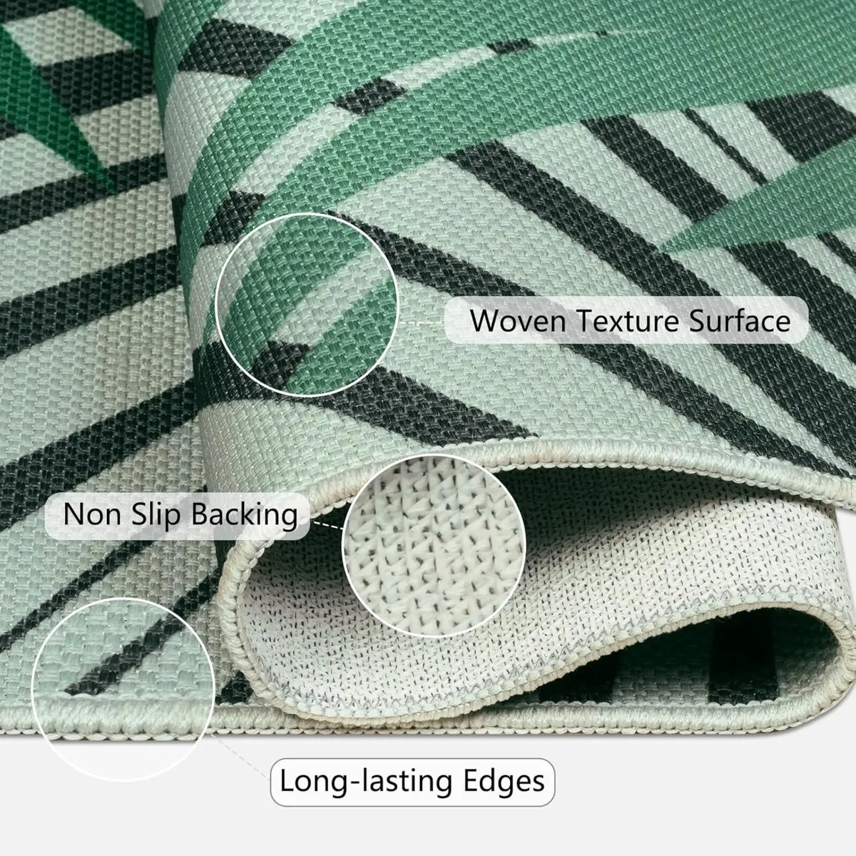 Indoor Outdoor Rug Green 160x230cm Washable Area - Image 3