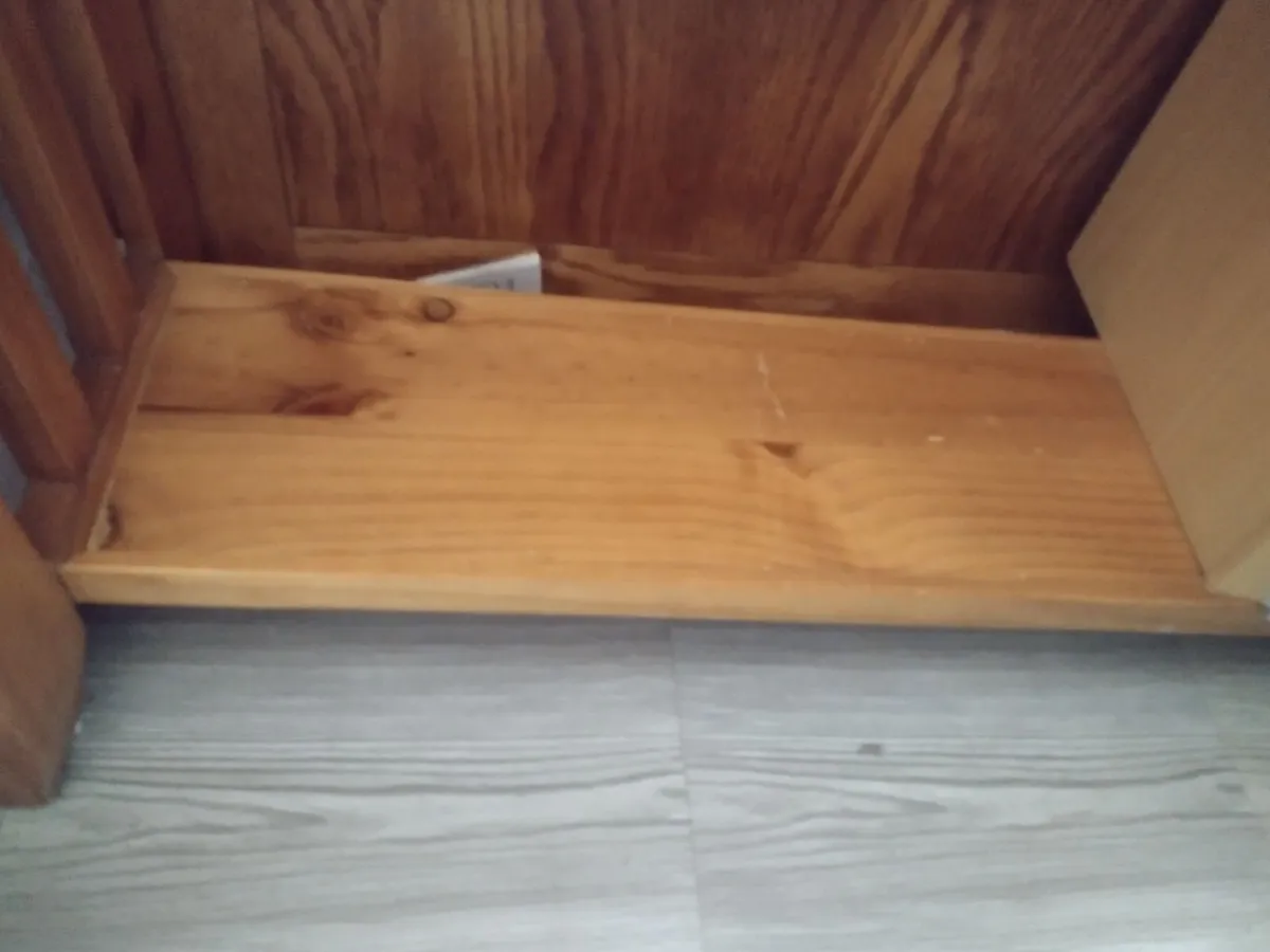 Heavy antique pine Hall table with shelf/drawers - Image 3