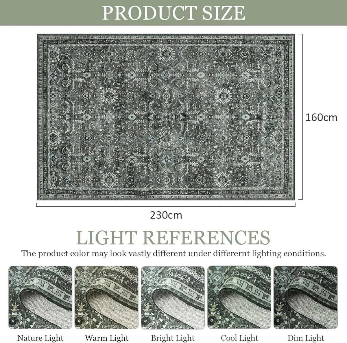 Washable Rugs Living Room Large 160x230cm Boho - Image 2