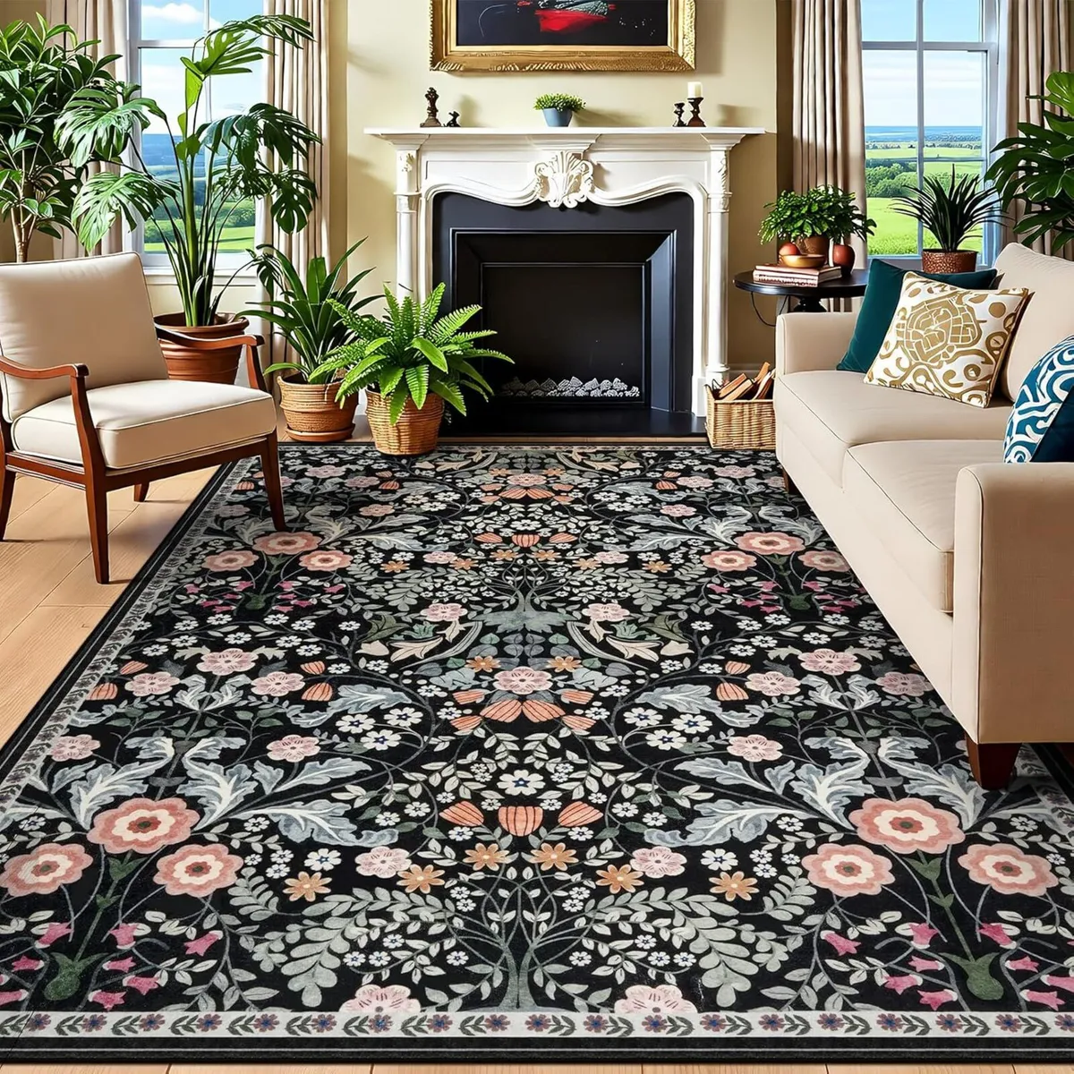 Washable Rugs Living Room Large 160x230cm Boho - Image 1