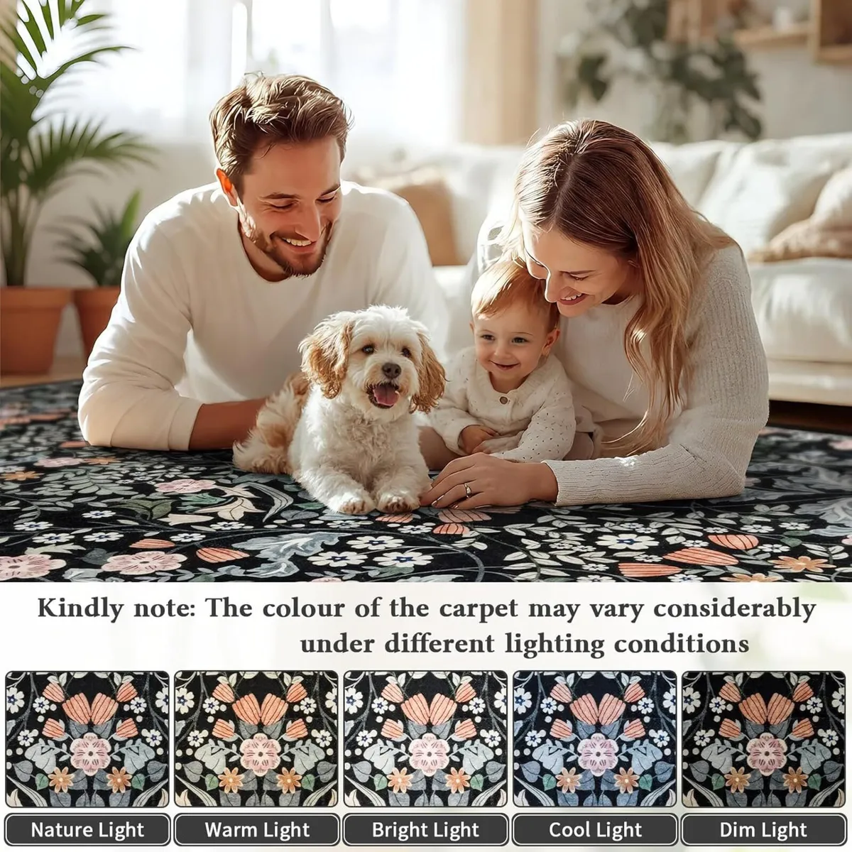 Washable Rugs Living Room Large 160x230cm Boho - Image 3