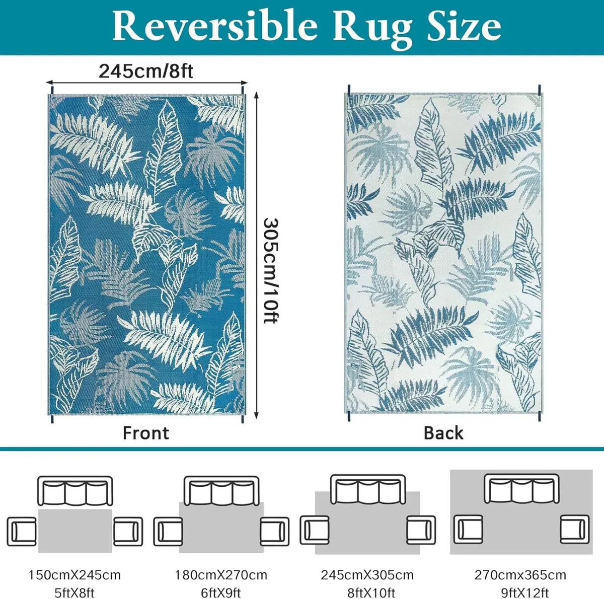 Outdoor Rug for Patio Waterproof 245x305cm - Image 2