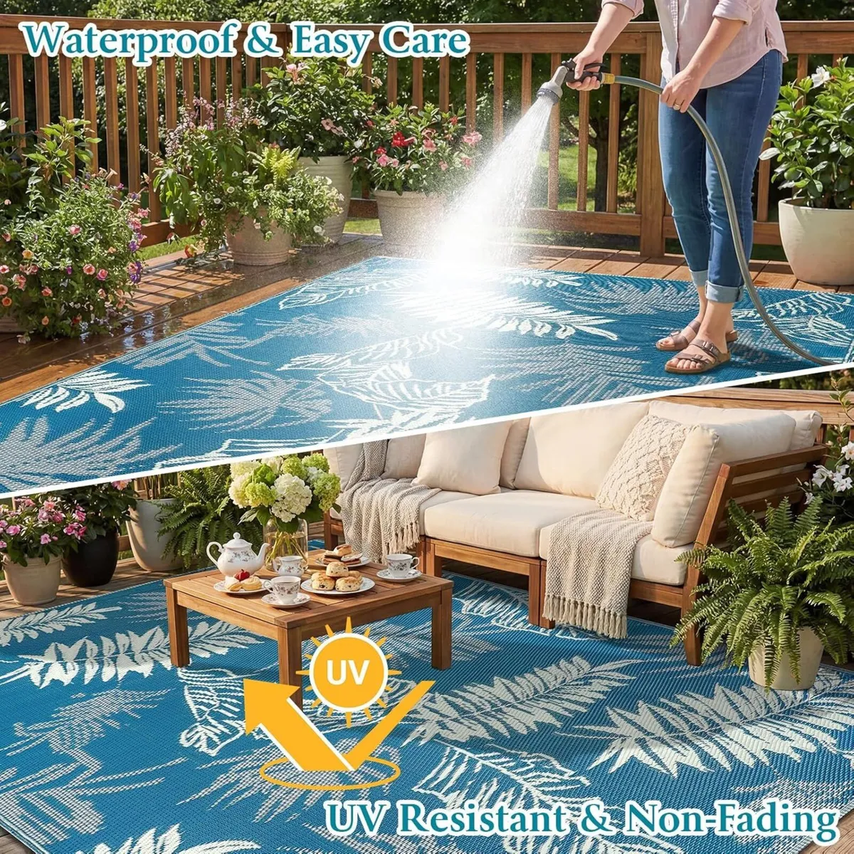 Outdoor Rug for Patio Waterproof 245x305cm - Image 4