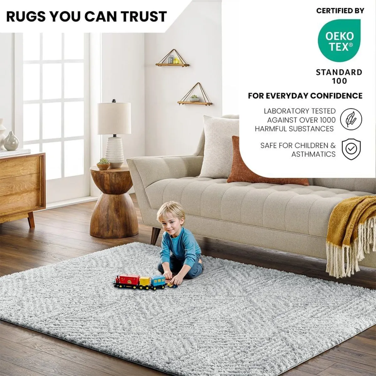 Kapan Shaggy Rug - Modern Berber Rugs Living Room - Image 3