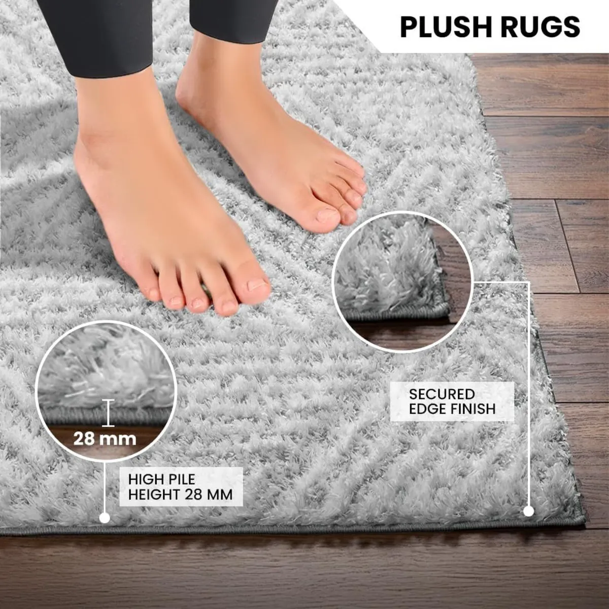 Kapan Shaggy Rug - Modern Berber Rugs Living Room - Image 4