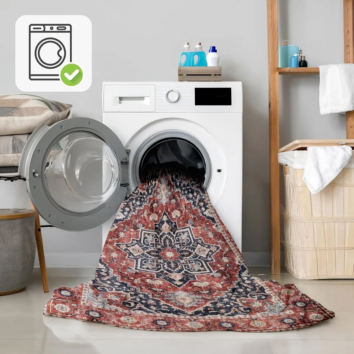 Machine Washable Rug -c Cotton Low Pile Carpet - Image 2