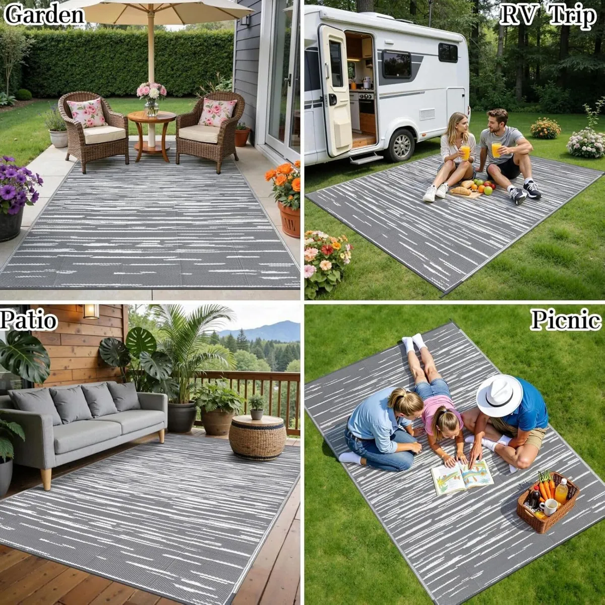 Large Outdoor Rug 240 x 300 cm Garden Rugs - Image 4