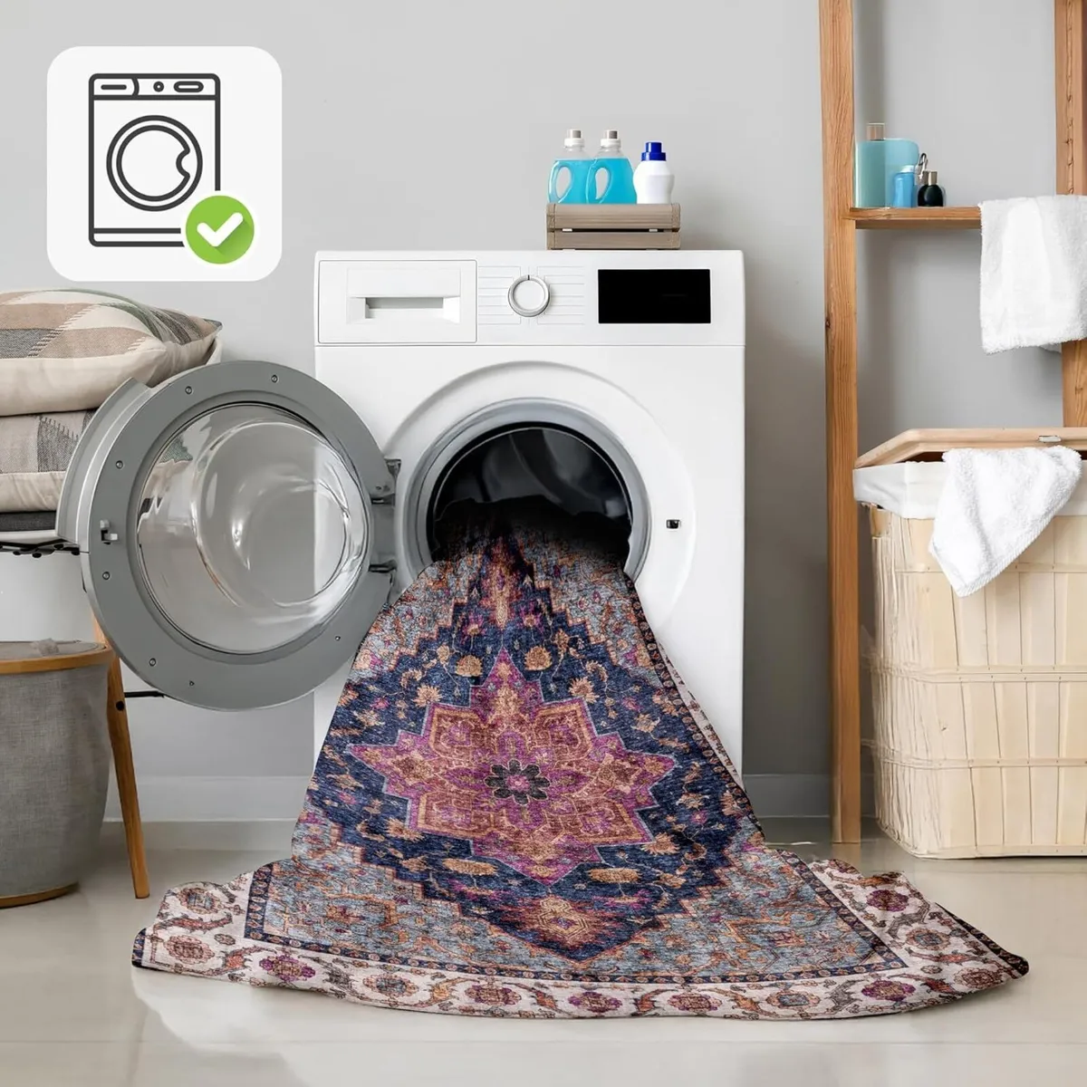 Machine Washable Rug -c Cotton Low Pile Carpet - Image 2