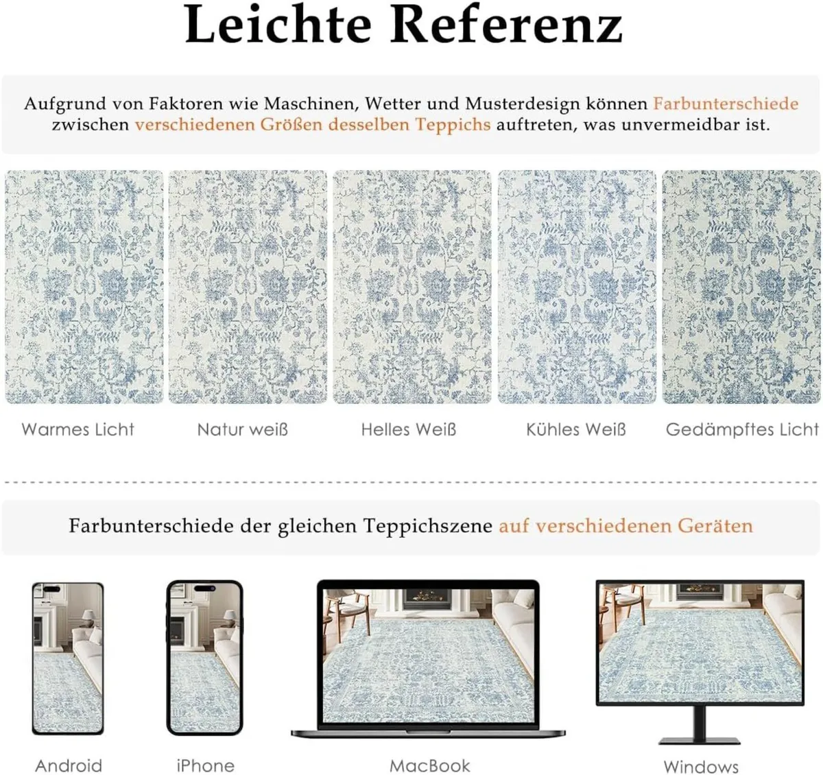 Vintage Blue Rugs Living Room Washable Non Slip - Image 2