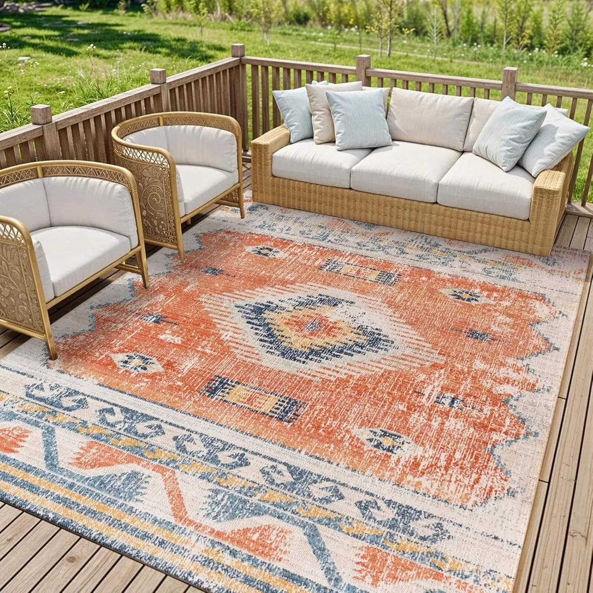 Lusaka Indoor Outdoor Rug - Boho Runner Rugs for - Image 1