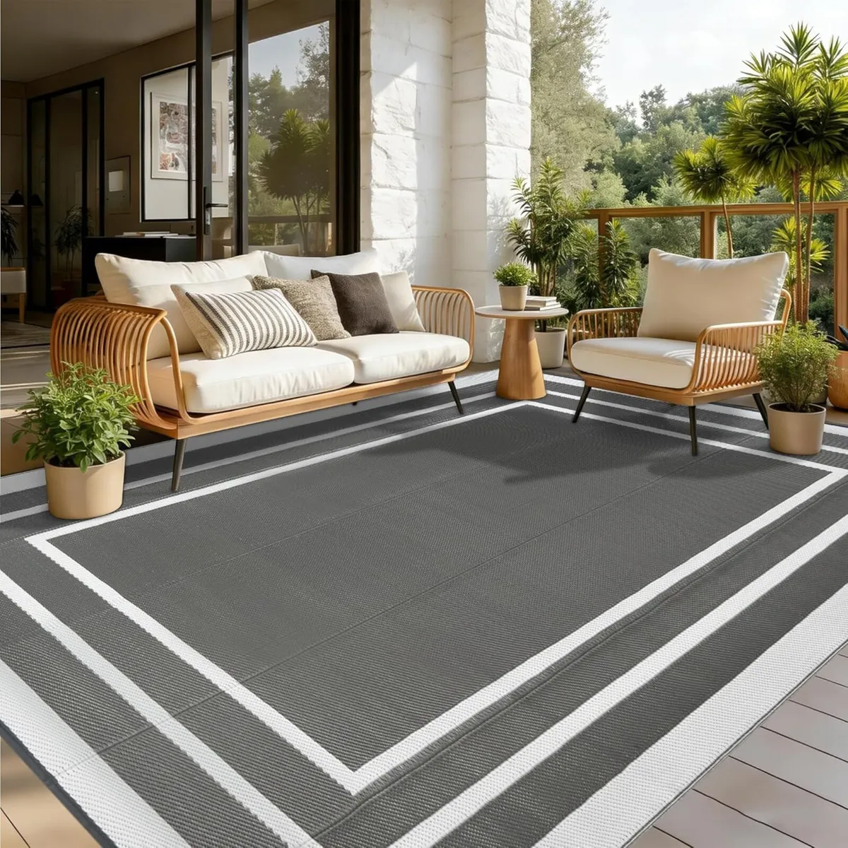 Large Outdoor Rug for Patios Grey 245x305cm - Image 1