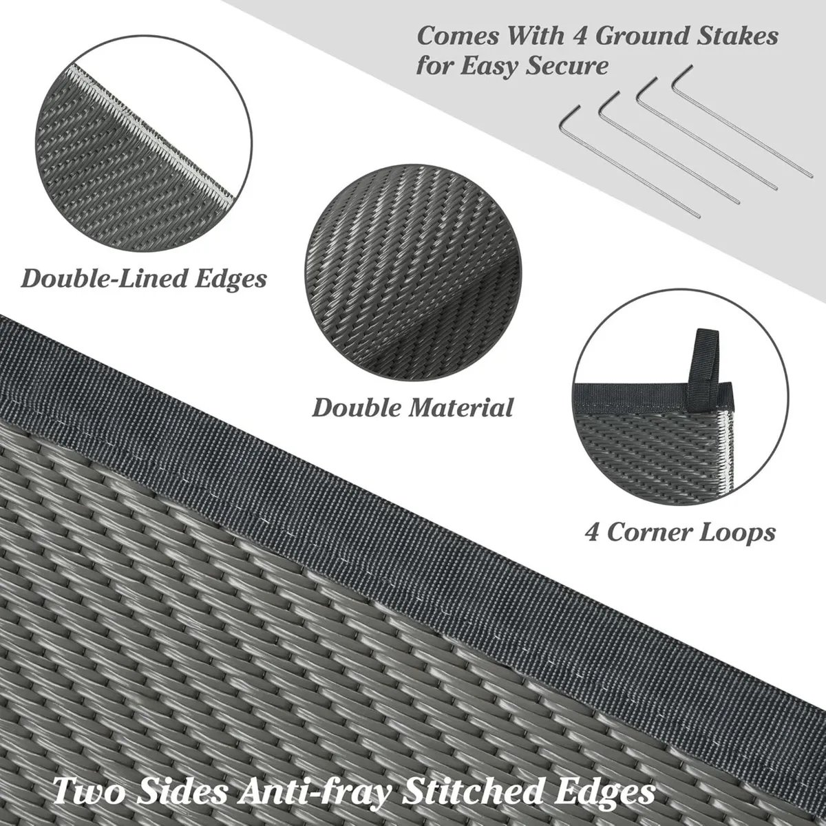 Large Outdoor Rug for Patios Grey 245x305cm - Image 3