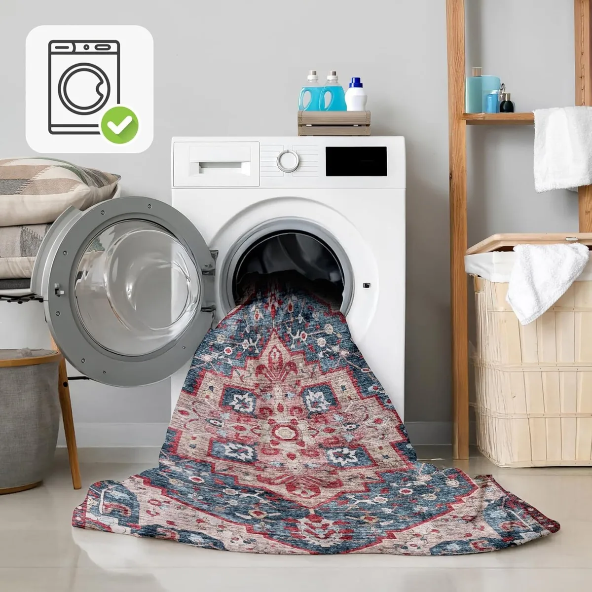 Machine Washable Rug -c Cotton Low Pile Carpet - Image 2