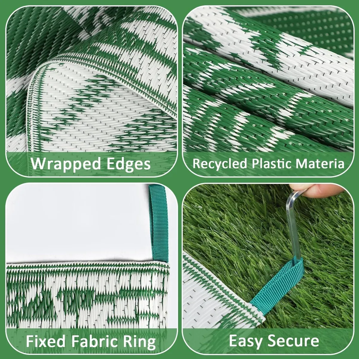 Outdoor Rug 270x365cm Reversible Large Rugs for - Image 4