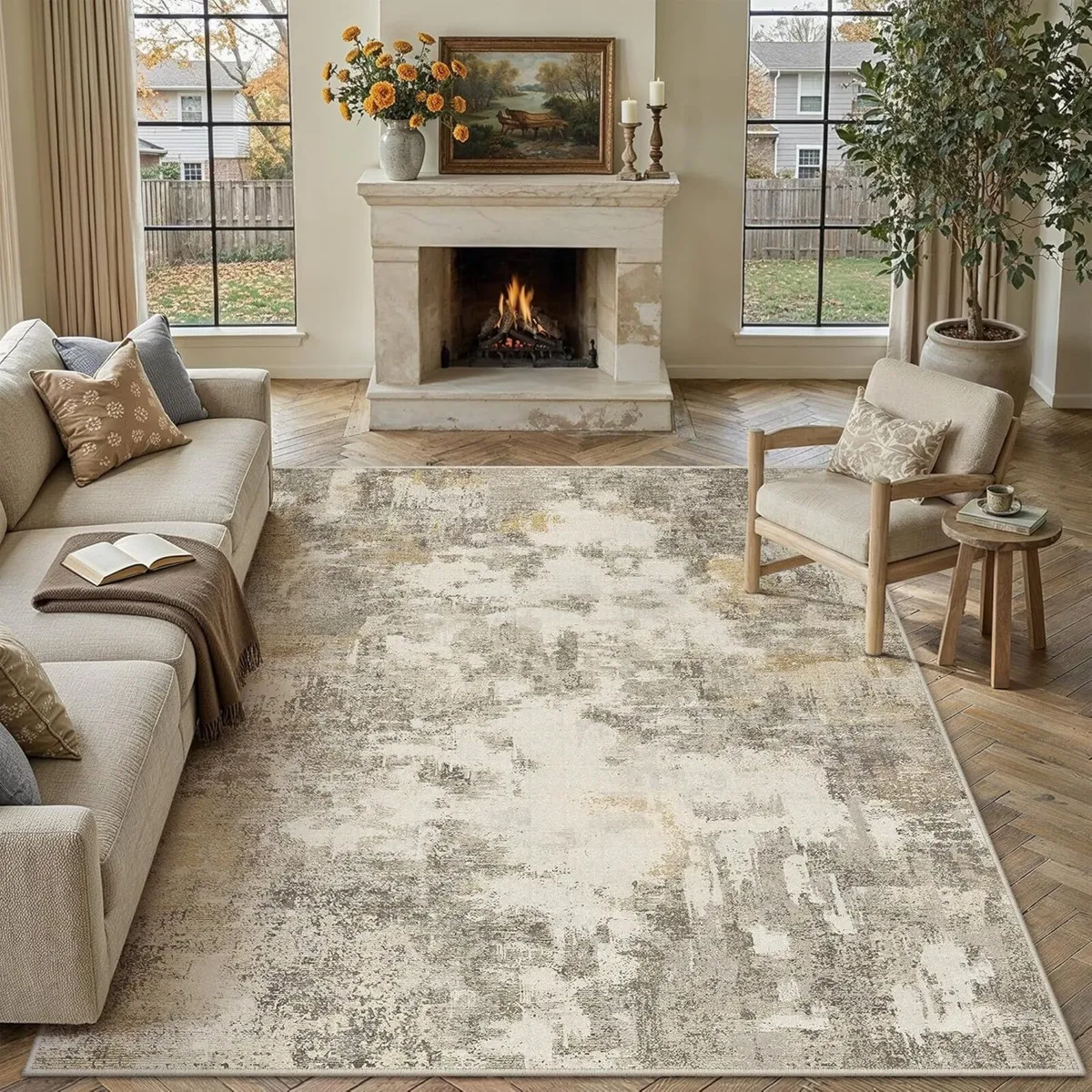 Modern Abstract Area Rug Living Room Extra Large - Image 1