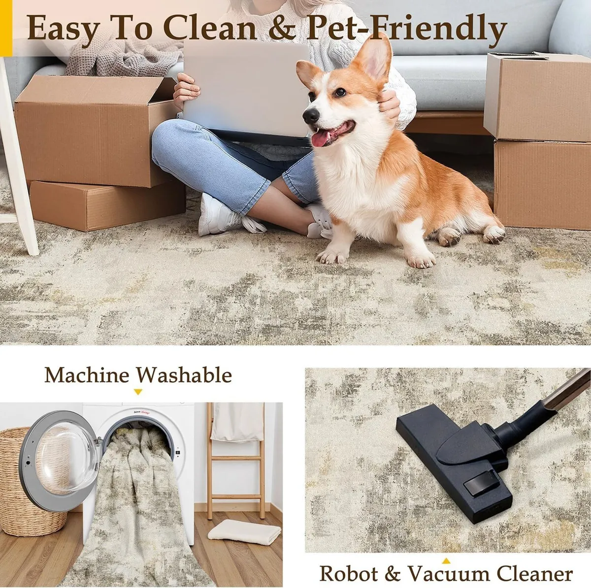 Modern Abstract Area Rug Living Room Extra Large - Image 4