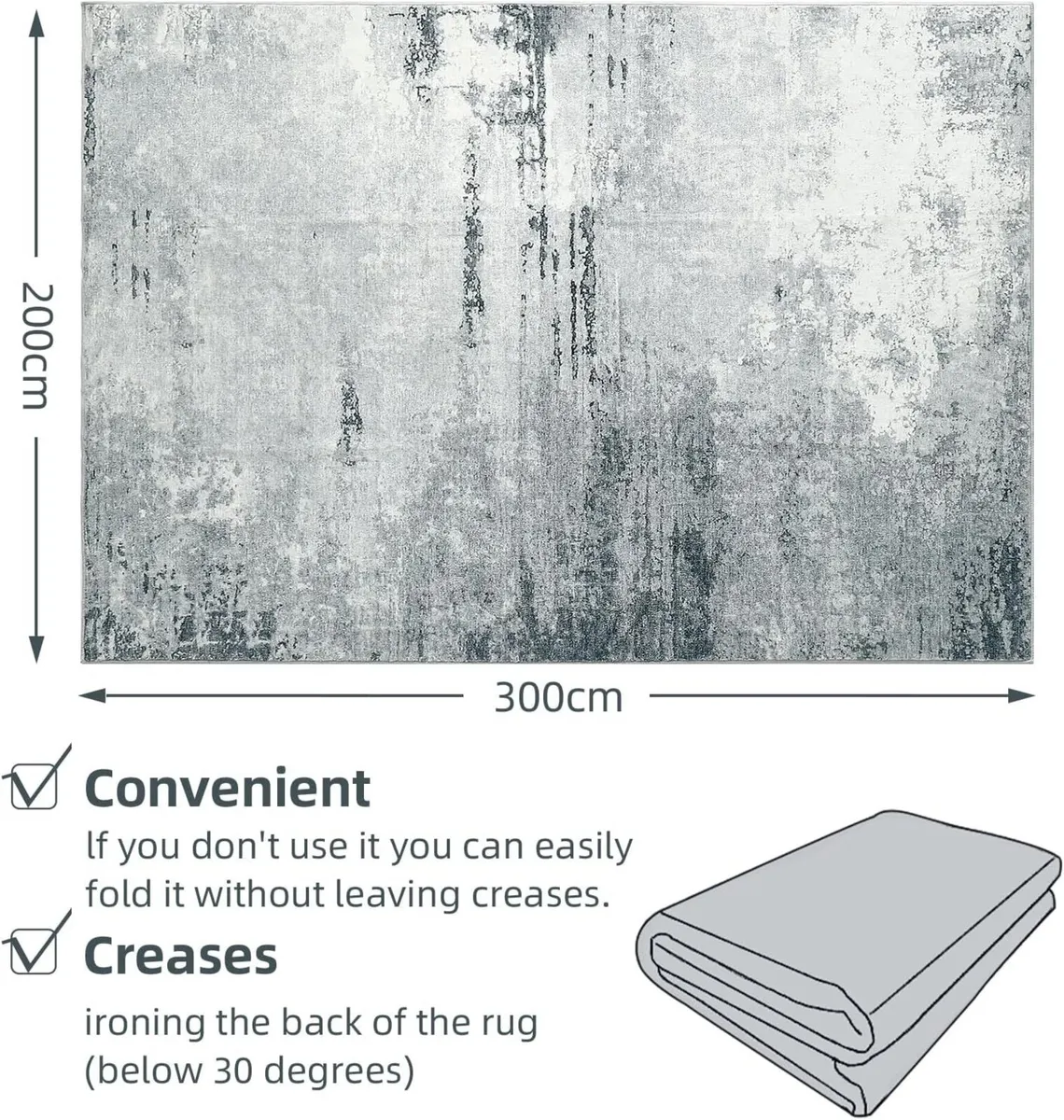Washable Rugs for Living Room 200x300cm Large - Image 2