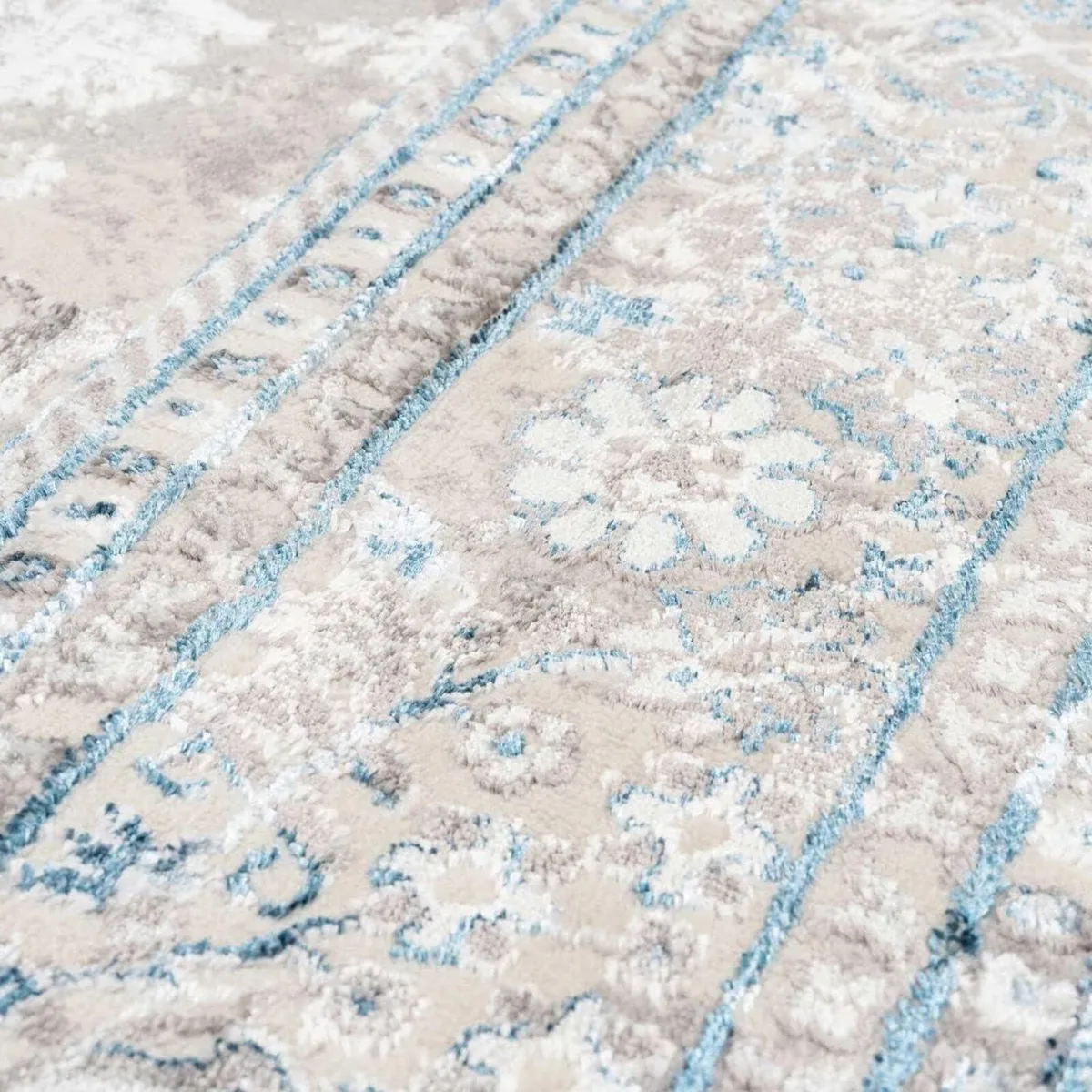 Modern Grey Blue Medallion Moroccan Style Area - Image 3