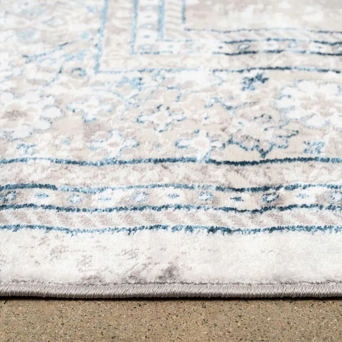 Modern Grey Blue Medallion Moroccan Style Area - Image 4