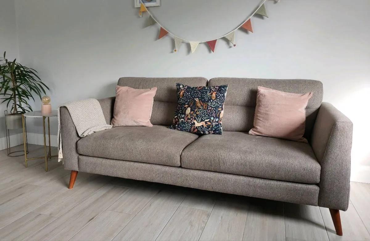 2x 3 seater sofa and a footstool - Image 2