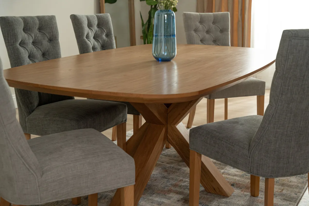 Bespoke 200cm Dining Table Boat Shaped Like New - Image 3