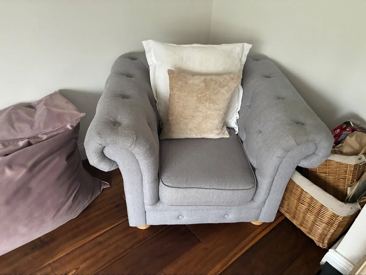 Grey sofa and chair - Image 2