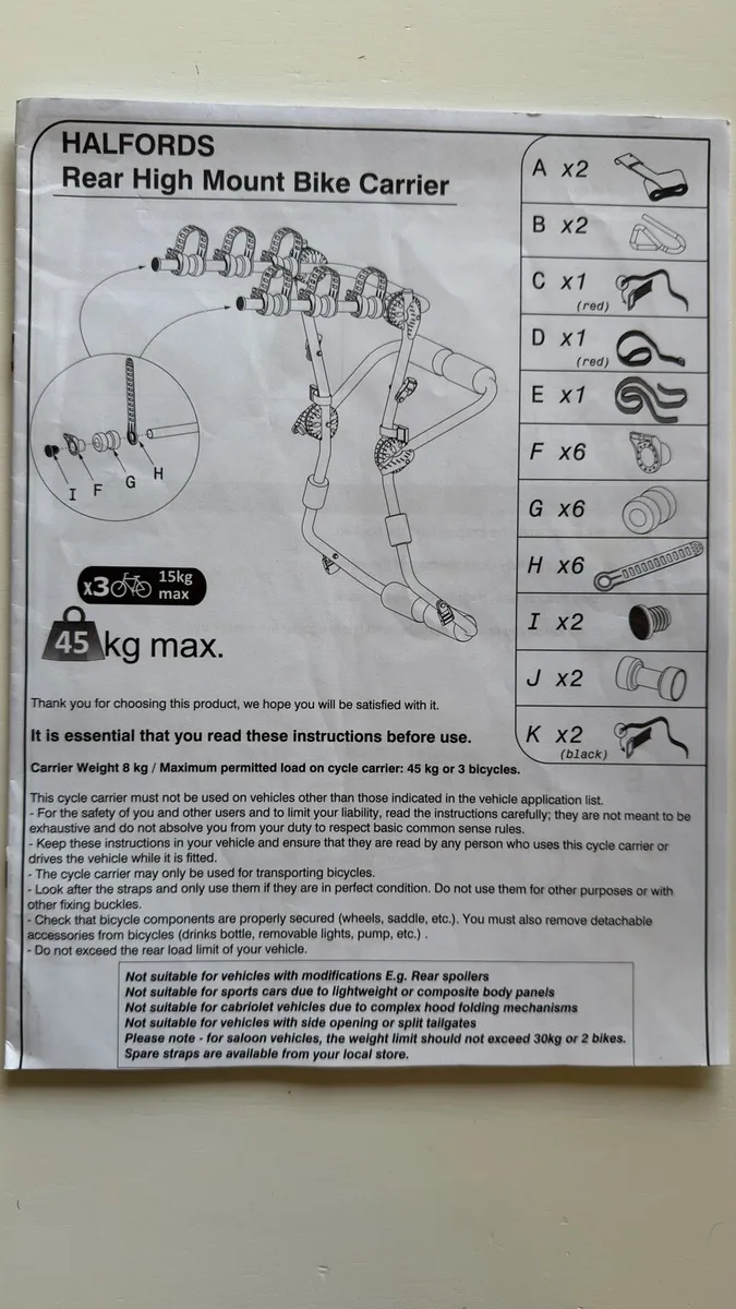 HALFORDS Rear High Mount Bike Carrier - Image 3