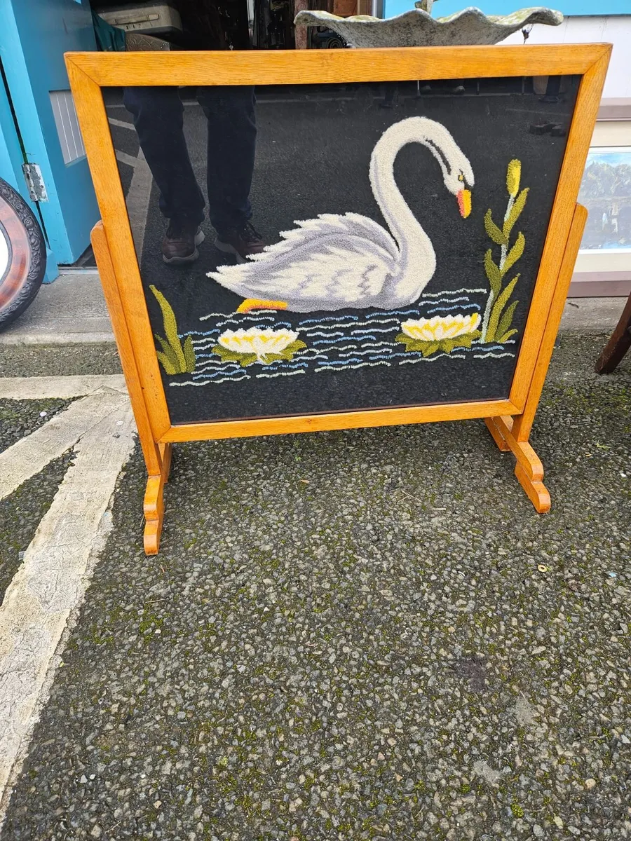 Vintage Mid Century Fire Screen Tapestry - Image 4