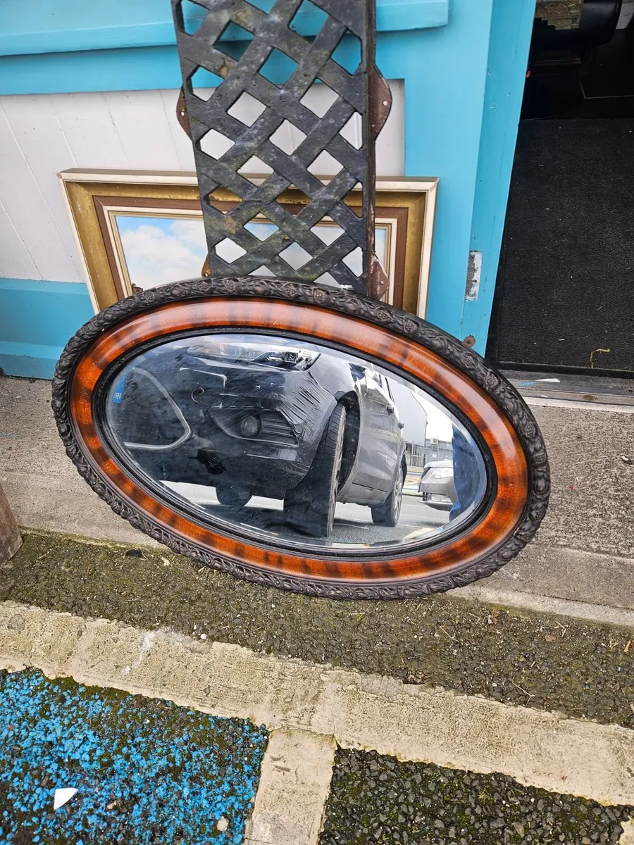 Vintage Bevelled Oval Shaped Mirror - Image 1