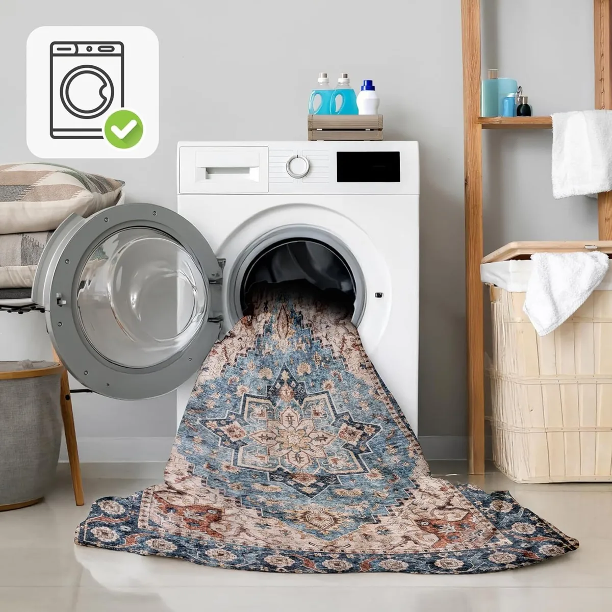 Machine Washable Rug -c Cotton Low Pile Carpet - Image 2