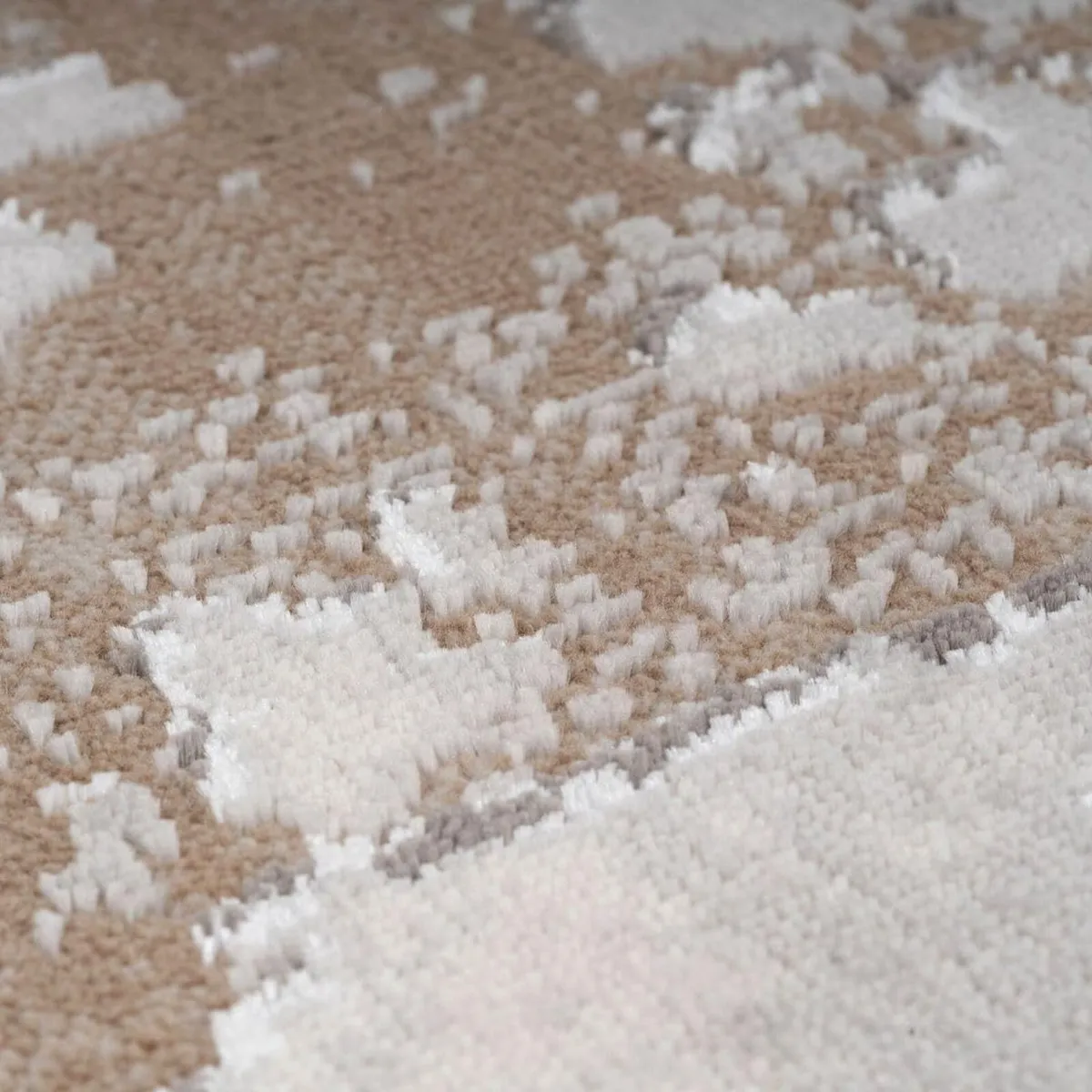 Beige Patterned Rug Modern Abstract Grey Textured - Image 3