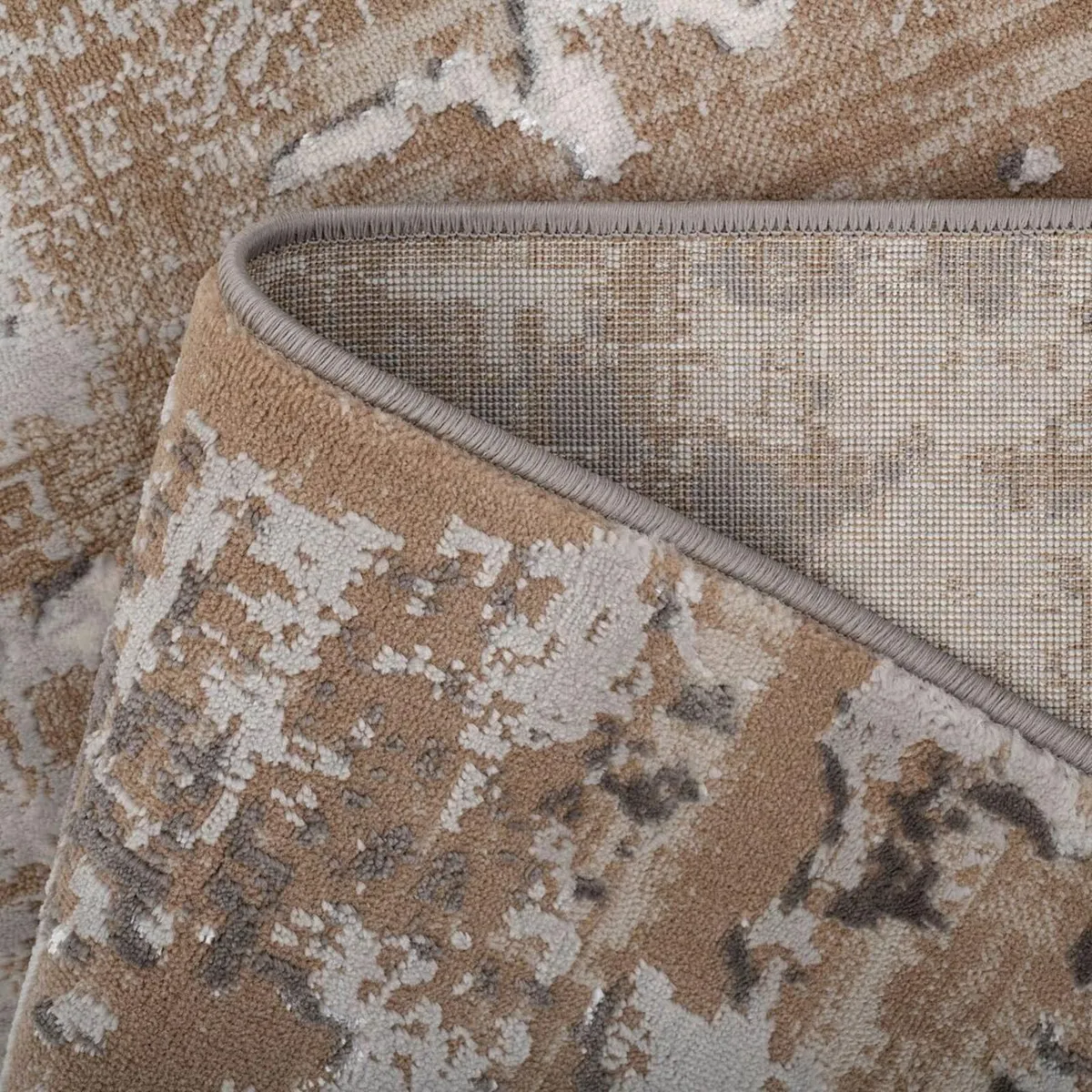 Beige Patterned Rug Modern Abstract Grey Textured - Image 4