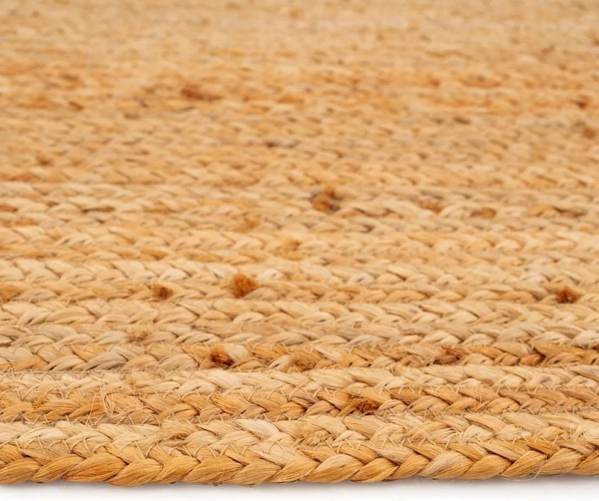 Jute Rug Natural Beige Rustic Golden Rectangular - Image 3