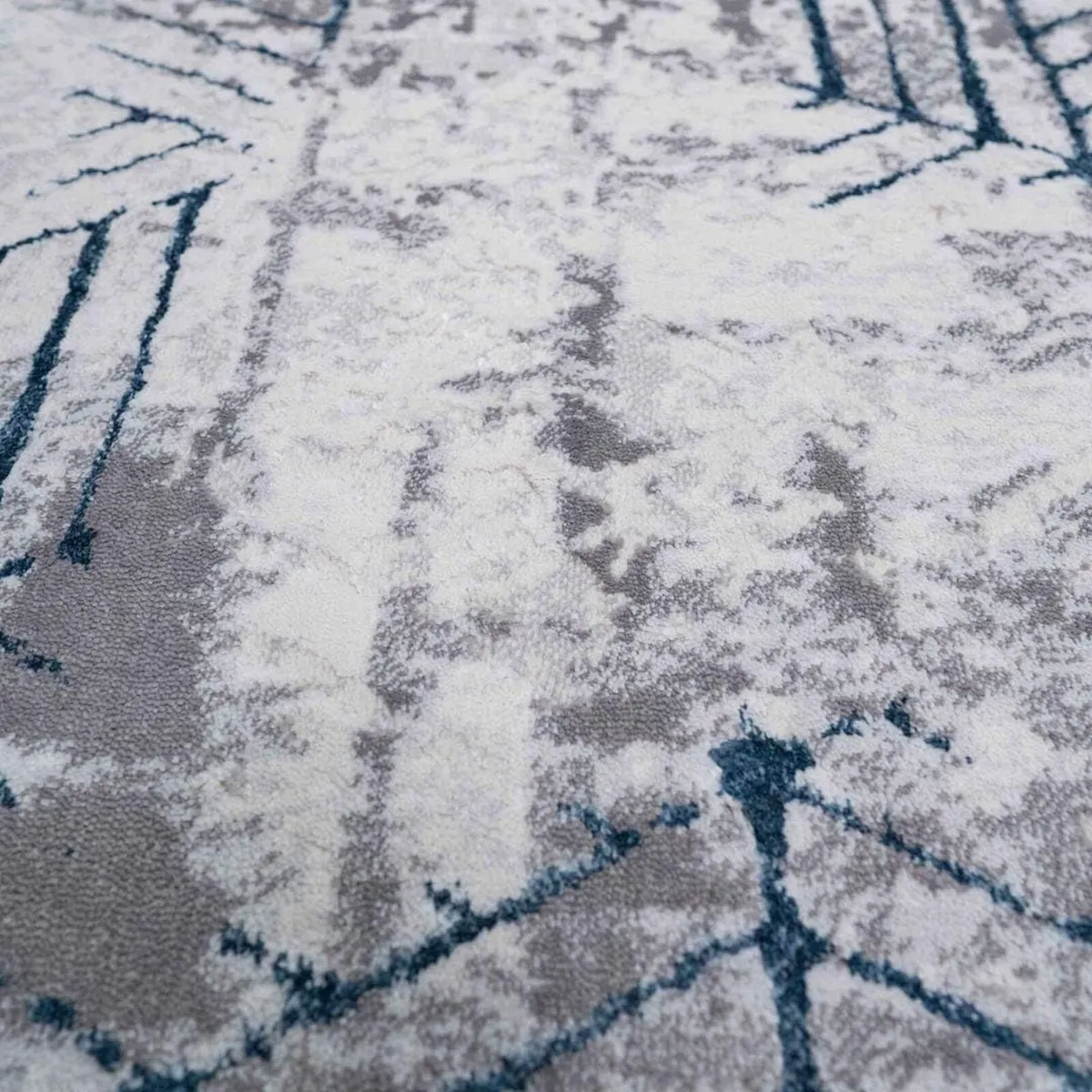 Silver Grey Geometric Distressed Metallic Living - Image 2