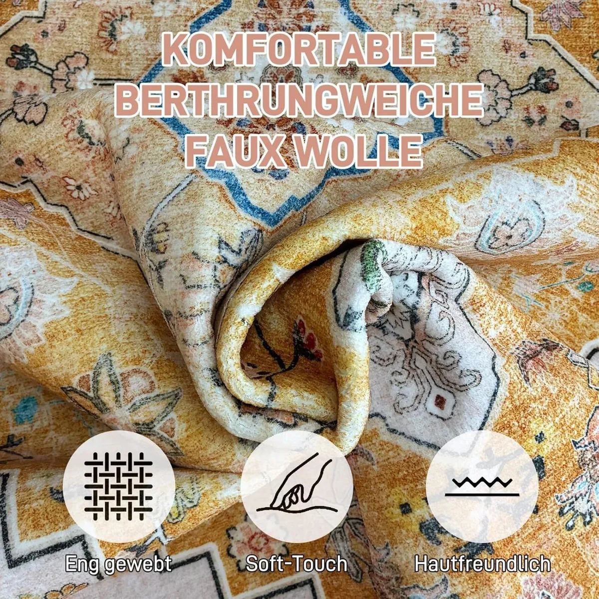 Large Style Rug 200 x 300 cm Yellow – Vintage - Image 4