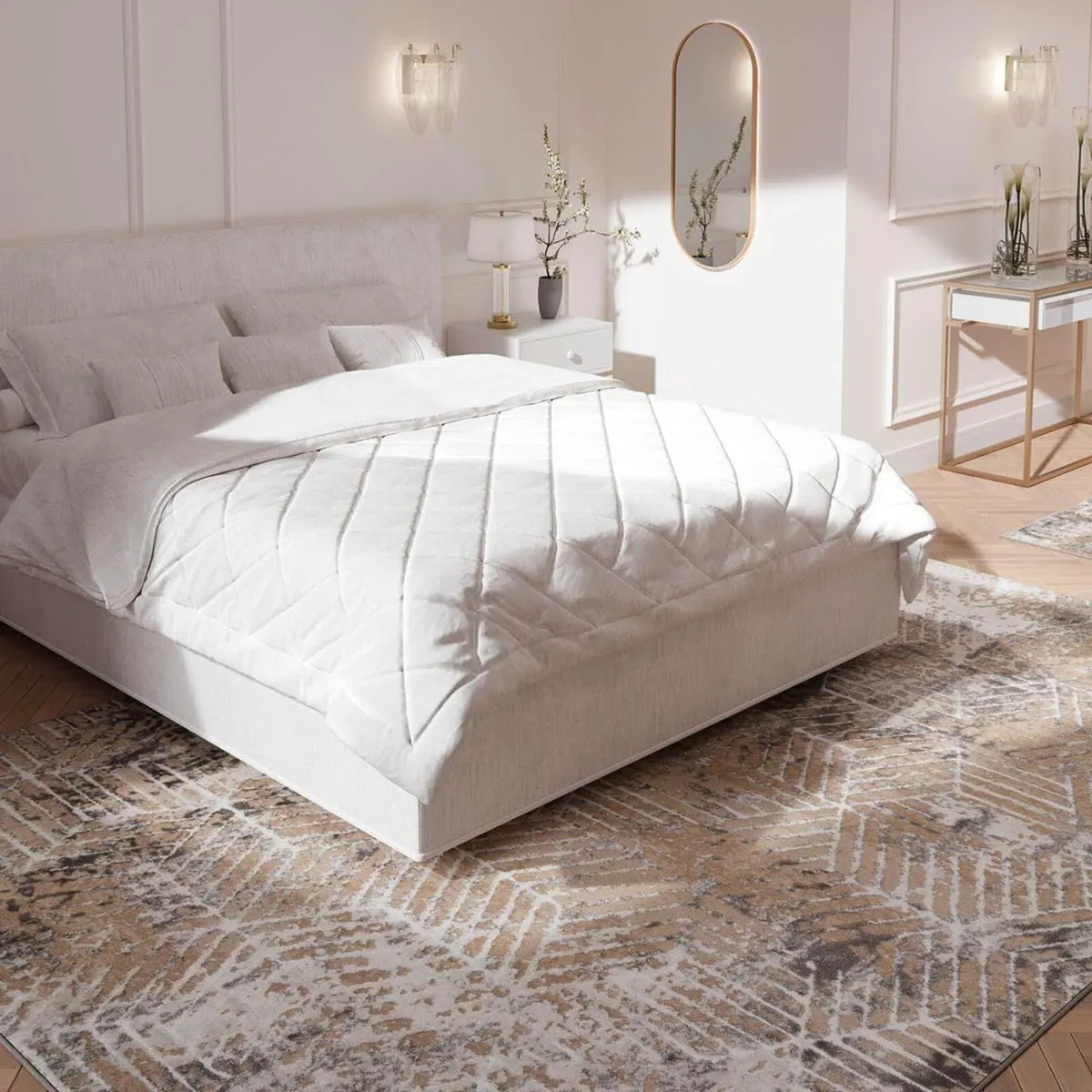 Luxury Greige Art Deco Living Room Area Rug - Image 2