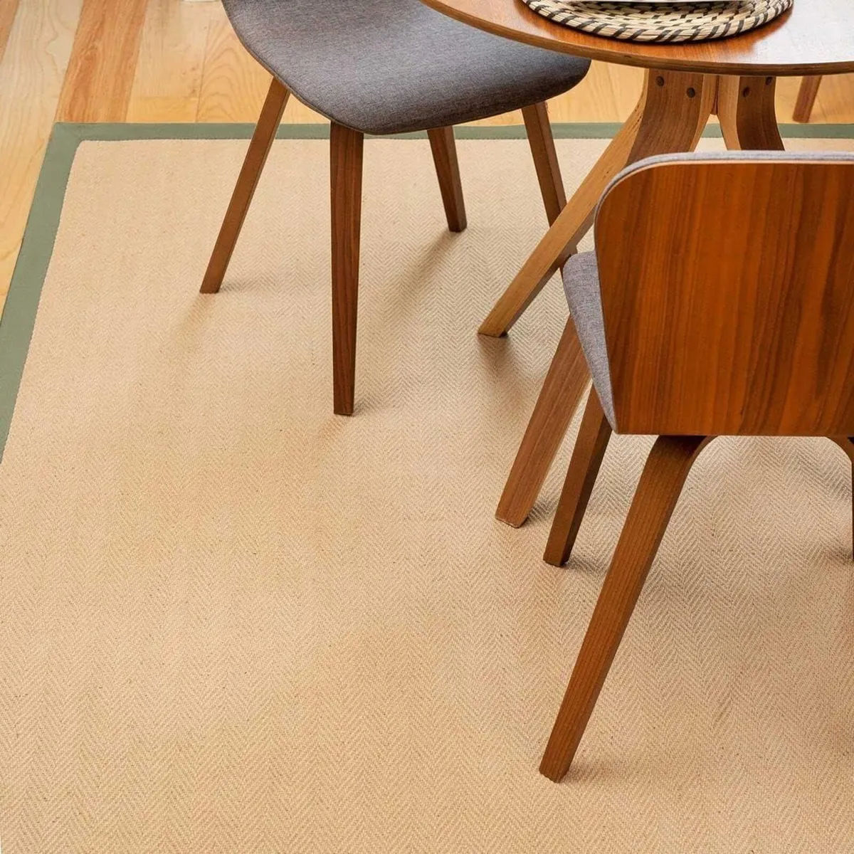 Sustainable Olive Green Cotton Border Herringbone - Image 2