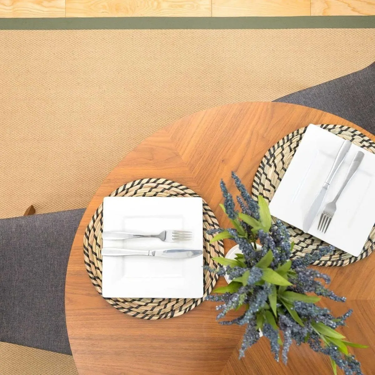 Sustainable Olive Green Cotton Border Herringbone - Image 3