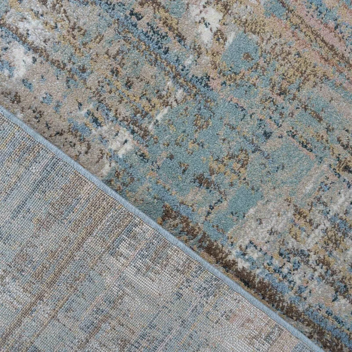 Modern Beige Navy Blue Distressed Painterly - Image 3