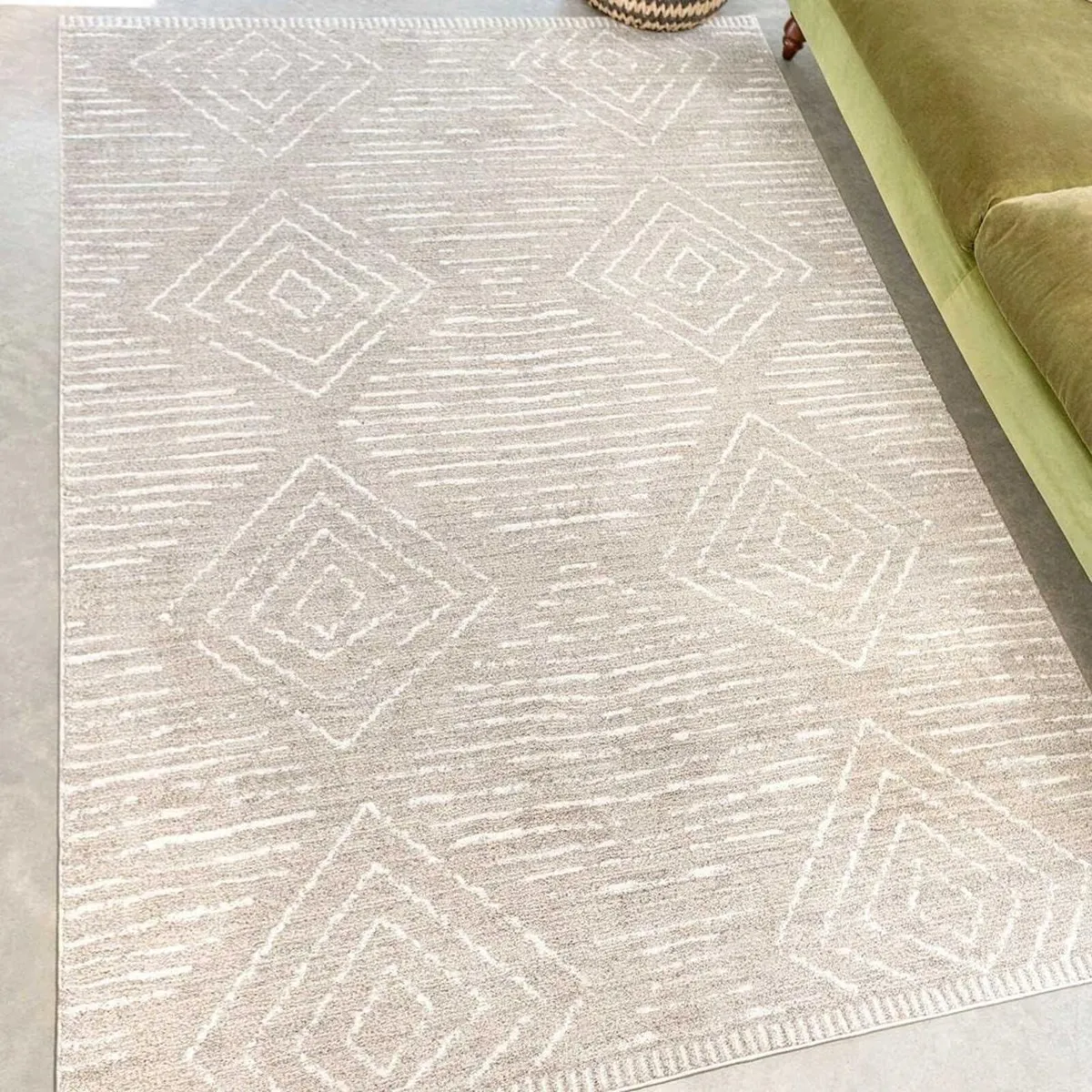 Modern Soft Cream Polyester Scandi Berber Lounge - Image 1