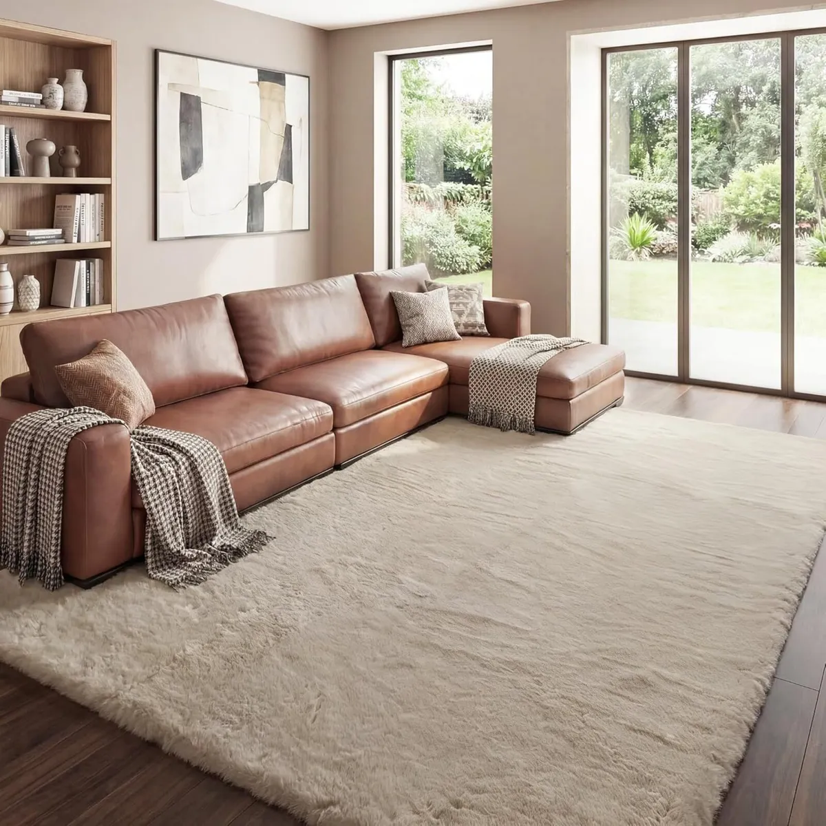 Washable Area Rug 180x270cm for Living Room Camel - Image 1