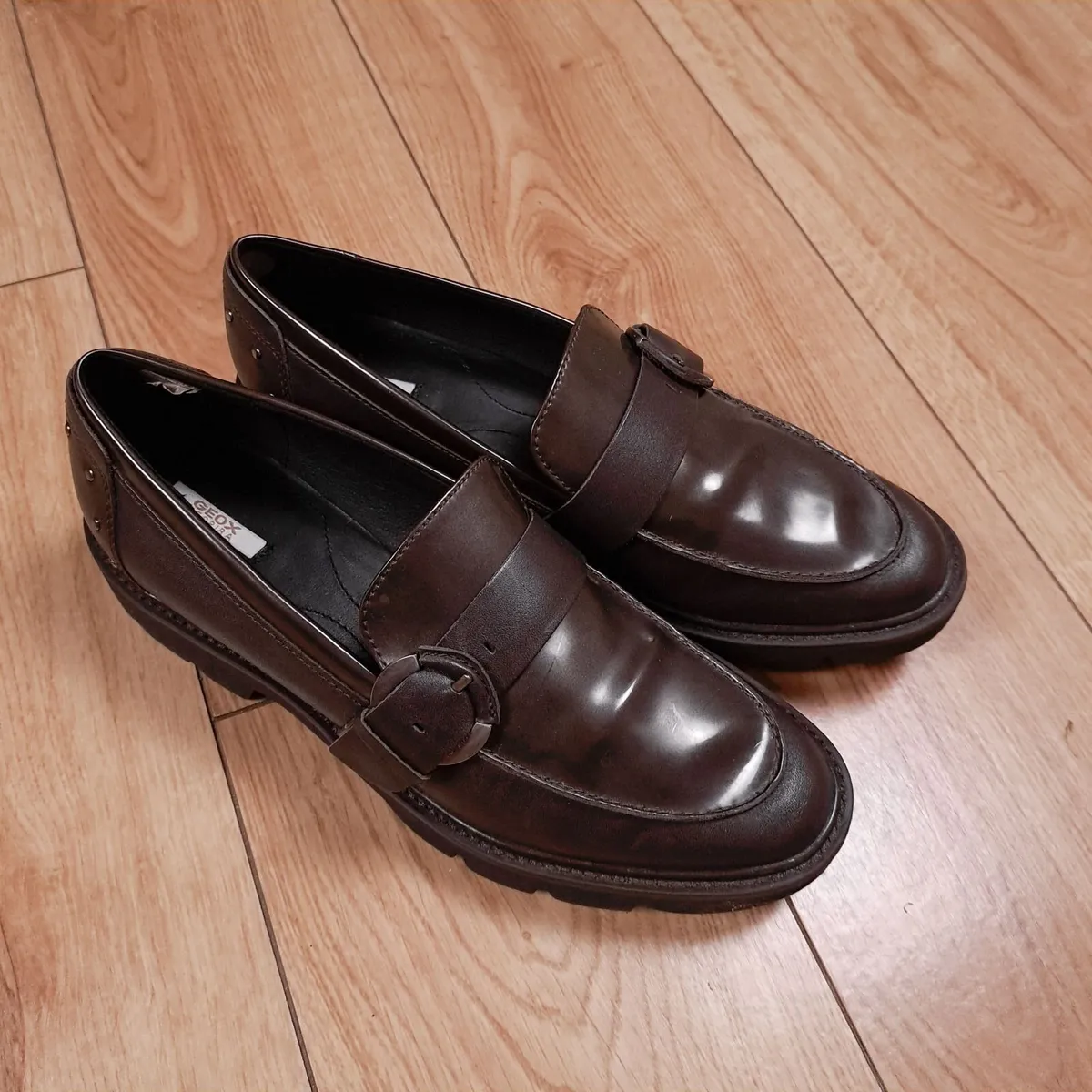 Geox Dark Brown Respira Leather Loafers 6UK/39EU - Image 1