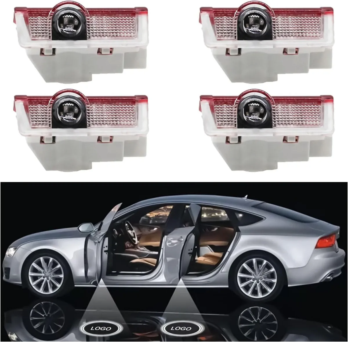 Mercedes  4Pcs Car Door Projector Lights HD LED Lo - Image 2