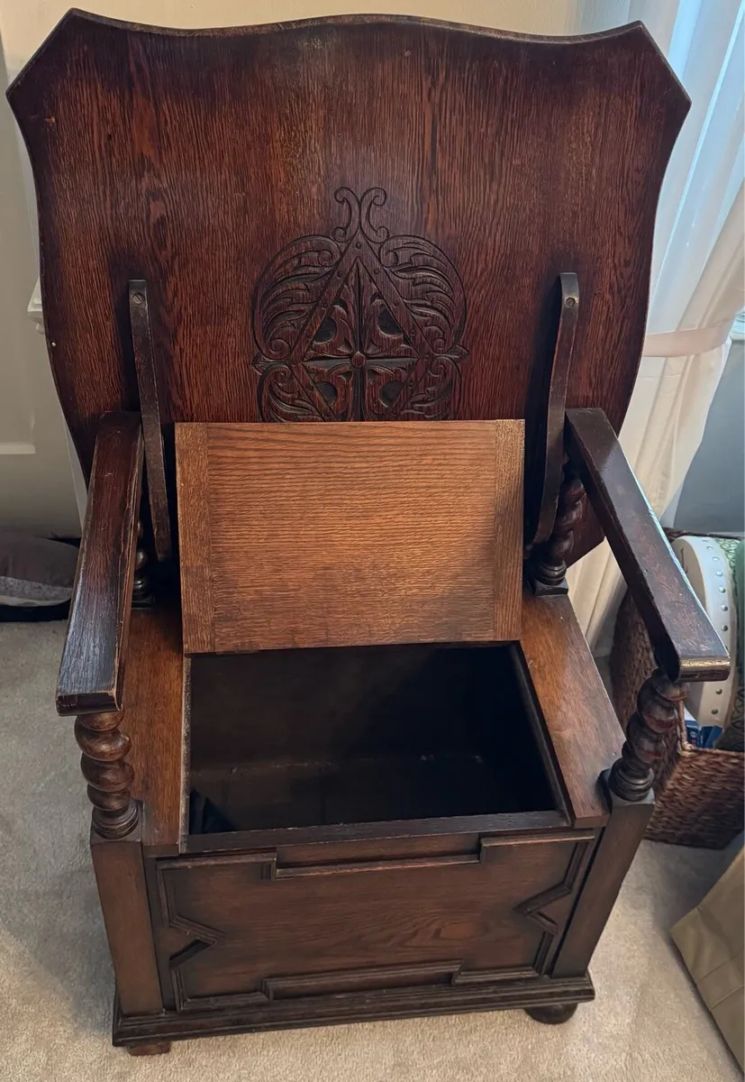 Victorian era Antique Monks Bench solid oak - Image 3