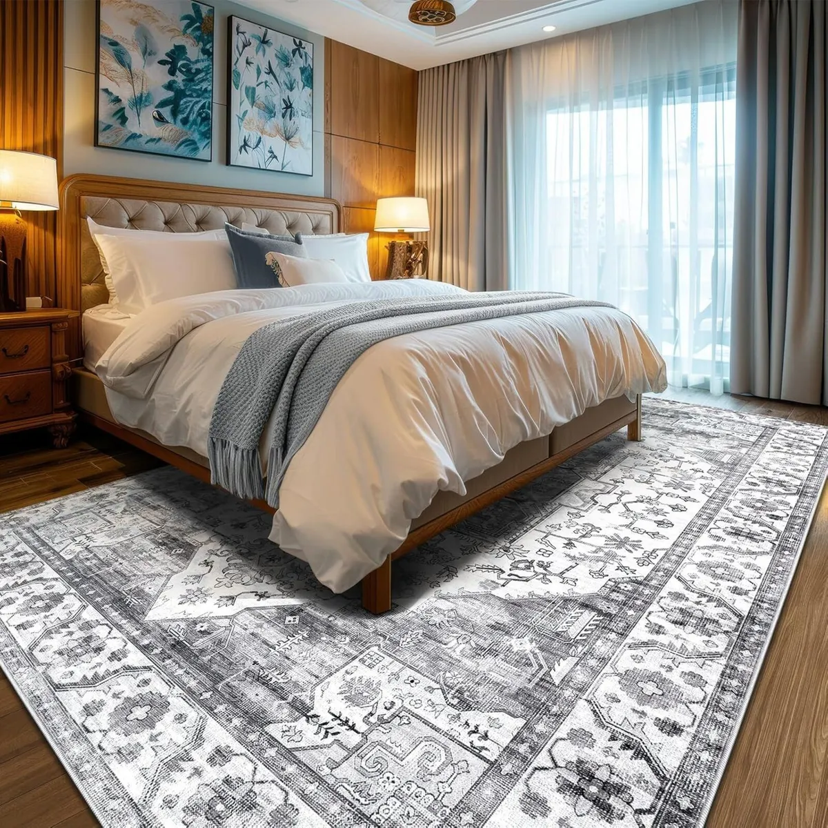 Grey Area Rugs for Living Room Washable Large - Image 1